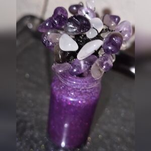 Purple Gemstone Tree in Glass Bottle